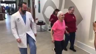 91-Year-Old Woman Amazingly Dances With Her Doctor After Spine Surgery
