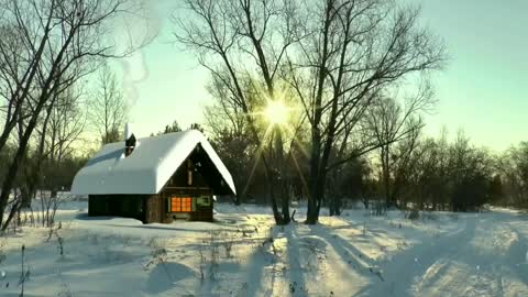 Winter Snowy House + Gitar music for deep sleep ☃️🌙 [ Calming music & Relaxing music] winter 🏠 sleep