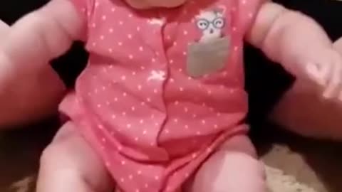 Baby has funny reaction to leaf blowe