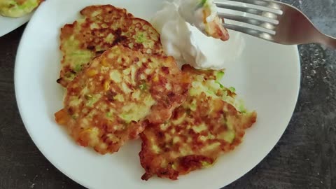 Incredible tender zucchini and corn fritters