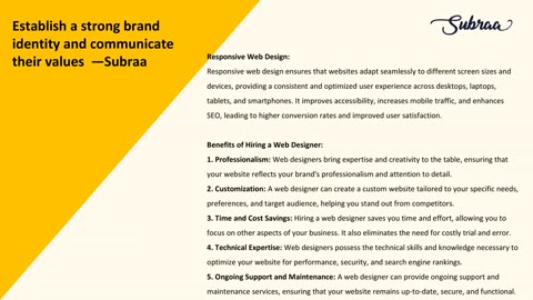 Establish a strong brand identity and communicate their values — Subraa