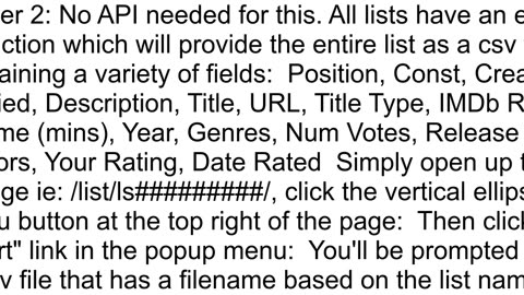IMDB API Retrieve all movies from a list