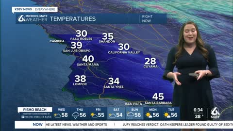 Rain will move onto the Central Coast Thursday and into the weekend