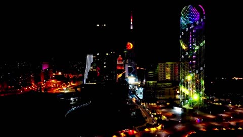 Amazingly night shot taken by Drone reflecting City Lights