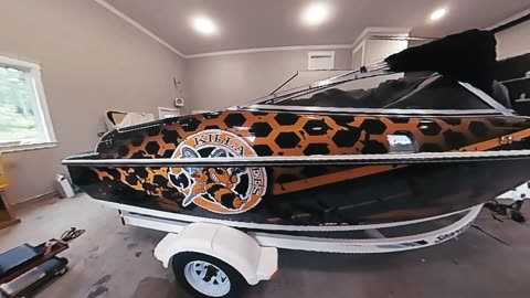 Boat wraps at Garage Banners inc Sign and wrap shop