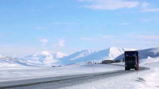 big truck on the road in the far north