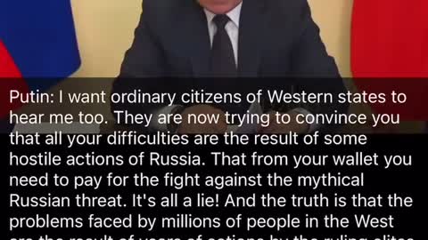 Putins message to western citizens