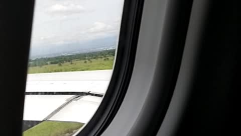 View inside an airplane before take off