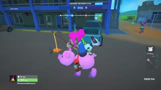 Cute piggy in shotgun farmers