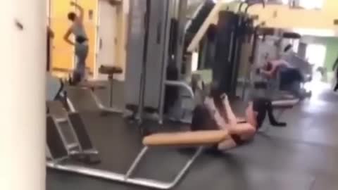 Funny Girl Doing workout at GYM