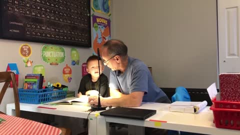 Homeschool 2020 with grandpa helping for the day. Super short clip.