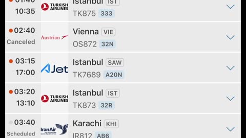 Almost all Departures tonight from Imam Khomeini International Airport in the Iranian Capital of Tehran, appear to have been Delayed until Monday Morning or Afternoon.