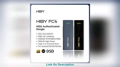 Discount HiBy FC4 MQA 16X Dongle Type C USB DAC Aud