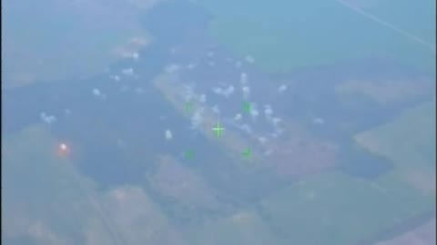 Russian Drone footage of Russian MLRS fire on Ukrainian positions