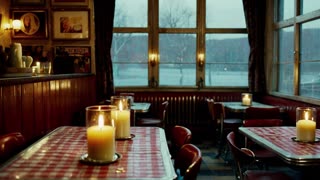 Cozy Cafe + Gentle Snowfall + 20 Min Relaxing Music and Ambience