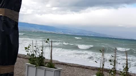 Greece Carinthia Peloponnese Loutraki in strong wind
