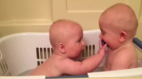 Funny baby bath. Enjoy your bath