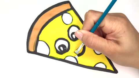 Coloring Videos for Kids Easy How to Draw Food Pizza Coloring Pages Glitter Art