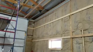 Pole Barn part 28: Walls are insulated!!!!