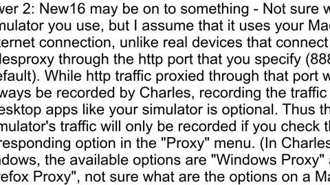 Cannot see iOS simulator traffic with charles proxy