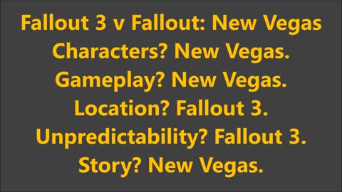 Game Competition | Fallout 3 v Fallout: New Vegas