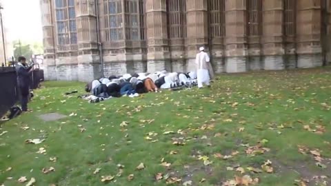 There are over 500 mosques in London, but Muslims pray in front of the 755-