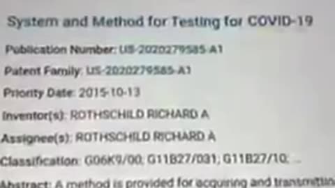 The Rothschilds patented the Covid-19 in 2015