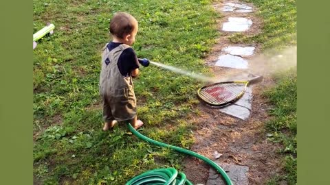 Funny Babies Playing With Water - Baby Outdoor Videos