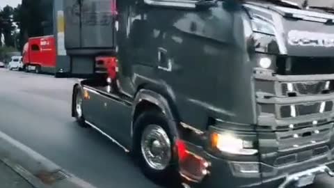 Large truck driving