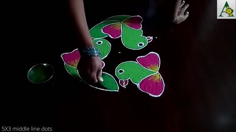 simple super easy to make parrot rangoli for beginners