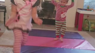 Baby Brother and Big Sis gymnastics move