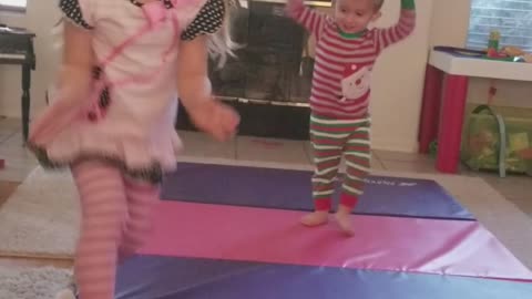 Baby Brother and Big Sis gymnastics move