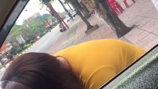 Girls Using Strangers Car Mirror