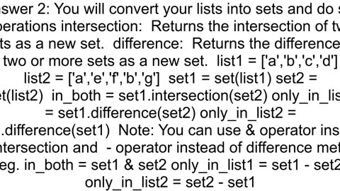 Differences between two lists in python