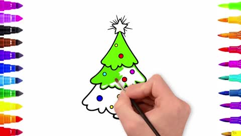 Drawing and Coloring for Kids - How to Draw Christmas Tree