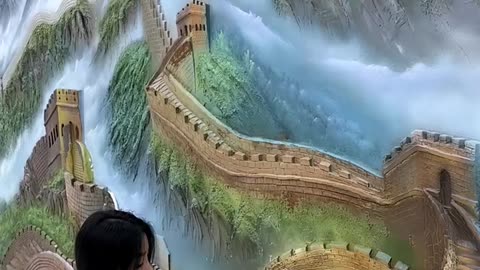 Inspiring born in the 1990s go to the construction site to make relief sculptures of the Great Wall