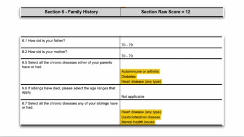 CHRONIC DISEASE RISK ASSESSMENT - SECTION 6 - FAMILY HISTORY