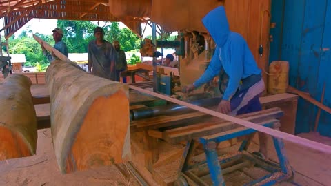 How To Cut Red Meranti Wood With A Bandsaw#Woodworking