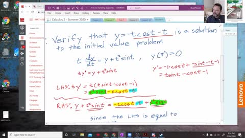 Calculus 2 - Section 9-1 - Differential Equations Lecture with an example