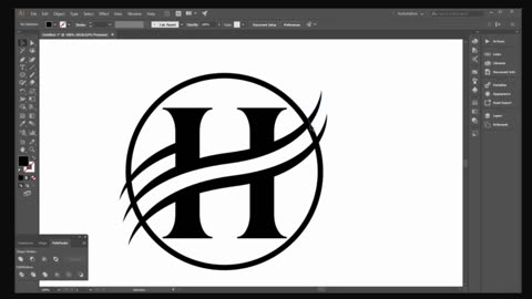 Adobe Illustrator Tutorial: Letter H Logo Design With Circle Swoosh Border