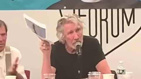 Roger Waters of Pink Floyd reacts to an offer from Mark Zuckerburg
