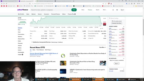 Cytokinetics CYTK Up 83% as Cardiomyopathy Drug Meets Goals, insider selling. Gravestone DOJI