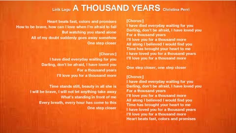 LYRIC SONG A THOUSAND YEARS