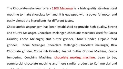 Best Cocoa Grinder - Premier chocolate melanger and refiner Machine