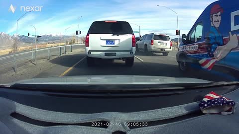 Truck Smashes Through Slow Lane