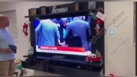 Compilation of people on T.V collapsing, with a man placing his smelly shoe on the T.V - Funny Clip