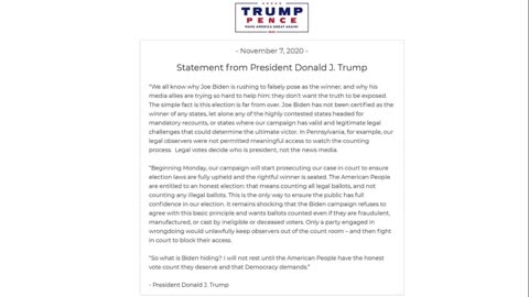 President Trump Responds After Media Falsely Declares Joe Biden "President Elect"