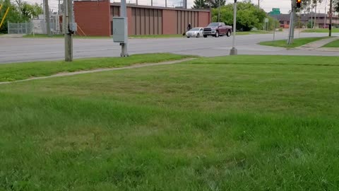 ATV Riding on Sidewalk near Detroit