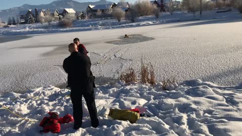 Dog Rescued from Icy Pond in Montana