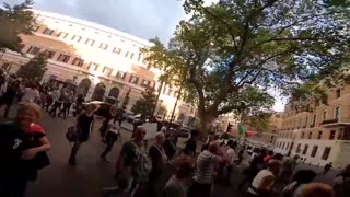 Protestors chant “F*ck Joe Biden” in front of the US embassy in Rome.